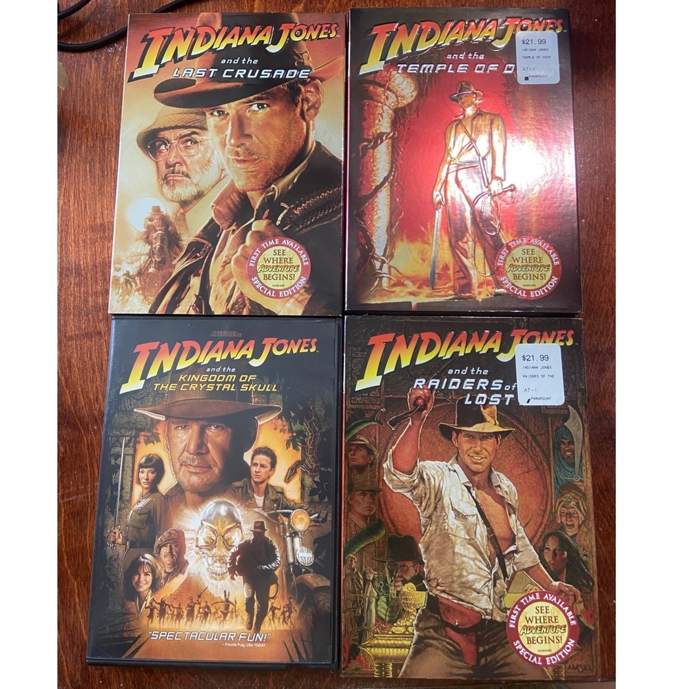 Indiana Jones DVD Movie Lot Raiders Temple Last Crusade Crystal Skull Widescreen